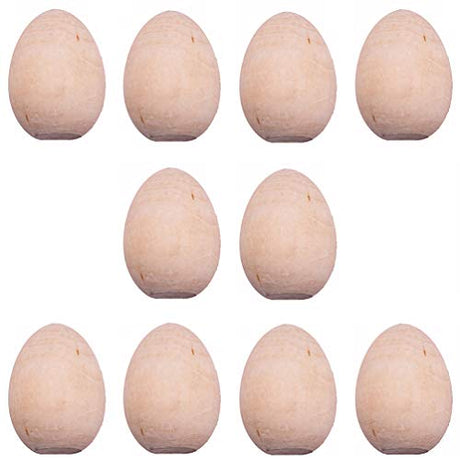 Totority Unfinished Easter Eggs Educational Blank Easter Egg, Unfinished Wood Egg Ornament 10Pack Fake Easter DIY Wooden Egg Adornments Drawing Egg Totority