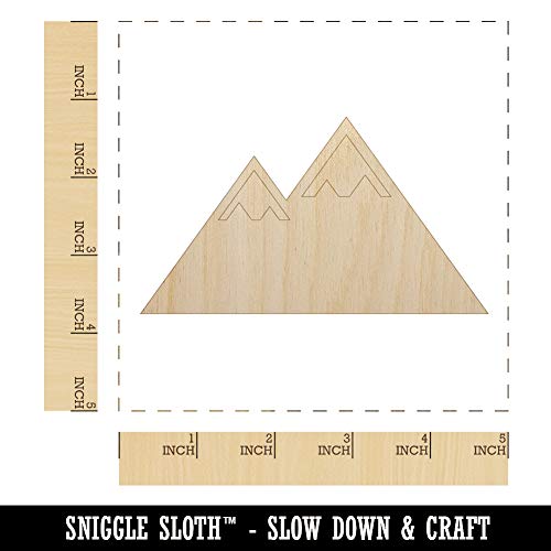 Snow Topped Mountains Unfinished Wood Shape Piece Cutout for DIY Craft Projects - 1/8 Inch Thick - 4.70 Inch Size Sniggle Sloth