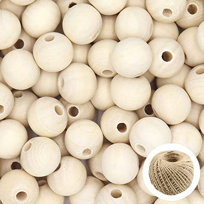 THYSSEN 500pcs 20mm Wood Beads Crafts Natural Round Unfinished Loose Beads are Used to Make DIY Wooden Beads Garlands, Home Decoration - WoodArtSupply