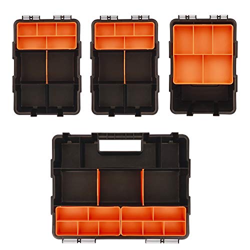 CASOMAN Hardware & Parts Organizers, 4 Piece Set Toolbox, Compartment Small Parts Organizer, Versatile and Durable Storage Tool Box - WoodArtSupply