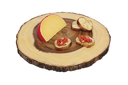 Lipper International Acacia Wood Slab Serving Board With Bark for Cheese, Crackers, and Hors D'oeuvres, Set of 3, Assorted Sizes Lipper International