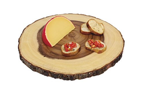 Lipper International Acacia Wood Slab Serving Board With Bark for Cheese, Crackers, and Hors D'oeuvres, Set of 3, Assorted Sizes - WoodArtSupply