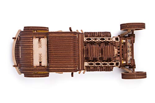 Wood Trick Hot Rod Wooden Model Car Kit to Build - Rides up to 32 feet - Detailed - 3D Wooden Puzzles for Adults and Kids to Build - Engineering DIY Wood Trick