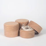 ASUNFO 3 Pcs Mini Round Wooden Ring Jewelry Box Holder Small Trinket Wooden Box with Lid DIY Storage Trinket Bearer Container Case Wood Ring Box ASUNFO