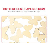 TINKSKY 50pcs Wooden Butterfly Shapes Craft Blank, Natural Unfinished Cutout Shape Wooden Butterfly, Christmas, Wedding, Guestbook, Decoupage Family TINKSKY