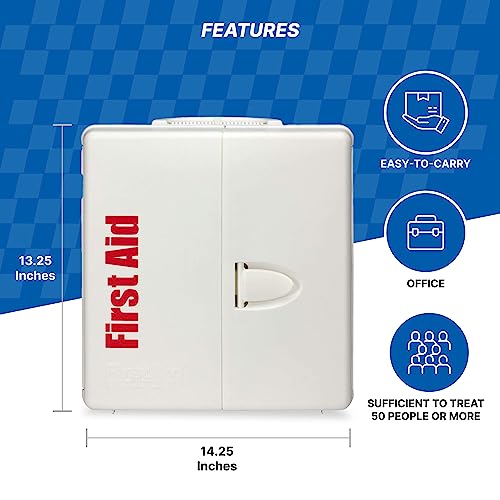 First Aid Only 1000-FAE-0103 50-Person SmartCompliance OSHA First Aid Kit for Businesses, Large Plastic First Aid Cabinet with Medications, 245 First Aid Only