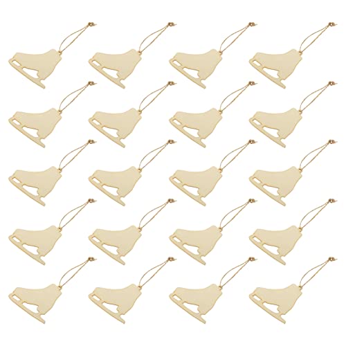 MILISTEN 20 Sets Wooden Christmas Ice Skates Cutouts, Unfinished Wood Boots Cutouts, Boots Shaped Ornaments for DIY Blank Slices to Paint and