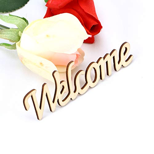 BESPORTBLE Word Welcome Cutout Unfinished Wood Welcome Sign Front Door Plaque Hanger Decor For Home Farmhouse