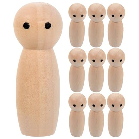 Tofficu Wooden Peg Dolls Unfinished Peg People Doll Bodies Unpainted Wood Figures Angel Peg Dolls for DIY Painting Decoration Assorted Wooden People Tofficu