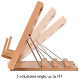 MEEDEN Book Stand for Reading, Book Holders for Reading Hands Free, Adjustable Solid Wood Cookbook Stand,Textbook Stand with Page Holder Clips,Holds MEEDEN