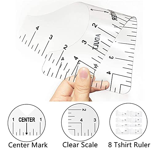 Tshirt Ruler Teflon Sheets Heat Tape,3 Teflon Sheets for Heat Press,8 Tshirt Ruler Guide for Vinyl Alignment,1 Heat Resistant Tape CFTfabMS