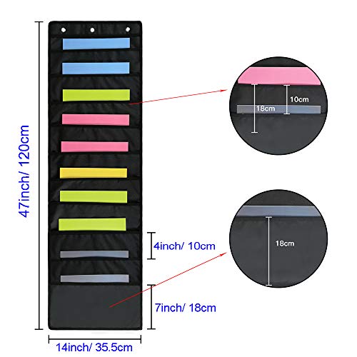 Hanging Wall File Folders Holder Organizer 10 Pocket for Office Home School or Studio Storage Pocket Chart Cascading Fabric File Organizer with 3 - WoodArtSupply