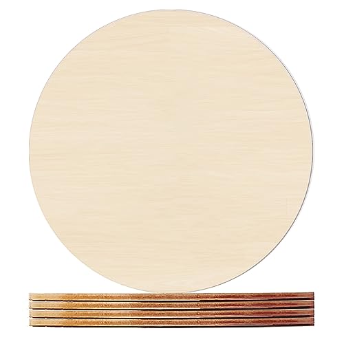 HILELIFE Wood Rounds for Crafts 10 Inch - 5 Pack Wood Round, Unfinished Wood Circles for Crafts, Round Wooden Discs, Circle Wood Sign Blank - WoodArtSupply