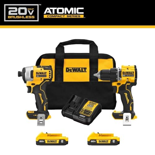 Dewalt DCK225D2 20V MAX ATOMIC Brushless Compact Lithium-Ion 1/2 in. Cordless Drill Driver and 1/4 in. Impact Driver Combo Kit with 2 Batteries (2 DEWALT