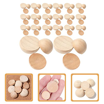 Operitacx 150pcs Half Round Wooden Ball Wood Mini Hemisphere Balls Unfinished Wood Beads Macrame Beads Mini Wood Split Wood Beads Wooden Jewelry Mini - WoodArtSupply