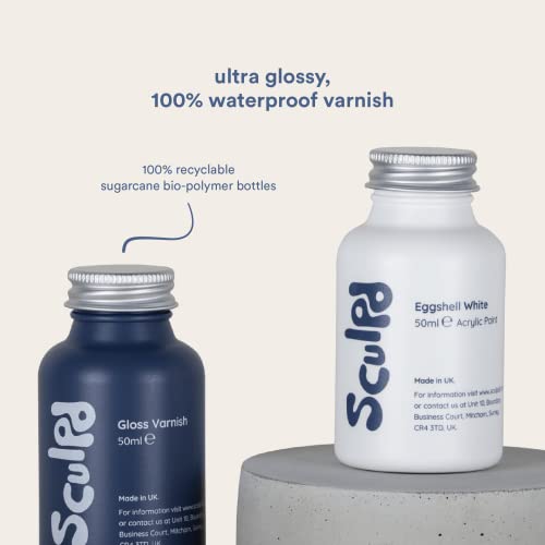 Sculpd Pottery Kit, Air Dry Clay Starter Kit for Beginners with Matte Varnish, Pottery Kit for Two Includes Paint, Tool Set, Paintbrushes, Sponge and Sculpd