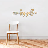 Hey Y'all Right Arrow Wood Sign Southern Home Decor Wall Art Hanging Rustic Unfinished 12" x 4" Woodums
