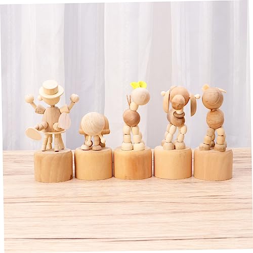 5 Pcs Wooden Animal Arts and Crafts for Unfinished Wood Crafts to Paint Wooden Craft Peg Dolls DIY Wooden Aniaml DIY Unfinished Dolls Model COHEALI