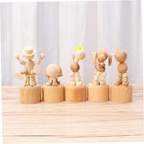 5 Pcs Wooden Animal Arts and Crafts for Unfinished Wood Crafts to Paint Wooden Craft Peg Dolls DIY Wooden Aniaml DIY Unfinished Dolls Model COHEALI