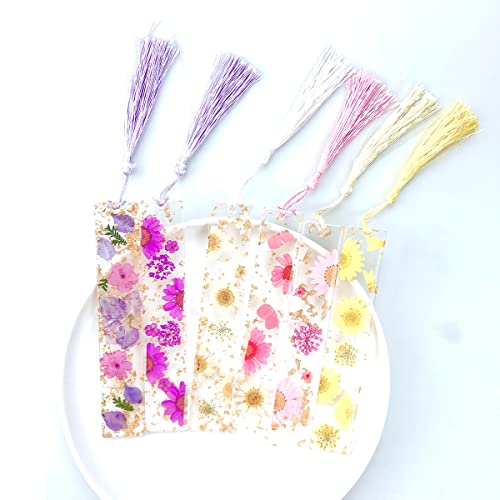 Daisy Epoxy Bookmarks Dried Flower Resin Bookmark Pressed Flower Bookmark Transparent Floral Dried Flower Page Marker Acrylic Bookmark for Kids Woman XINSHUN