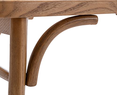 Kmax Upholstered Bench Wicker Rattan Entryway Bench Rustic Solid Wood 45 Inch for Living Room/Bedroom/Hallway Kmax