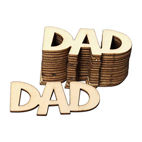 30 Pcs Little DAD Wood Crafts DIY Cutout Wooden Slices Embellishments Gift Unfinished Wood Ornaments for Happy Father's Day Daddy's Birthday Party Creaides