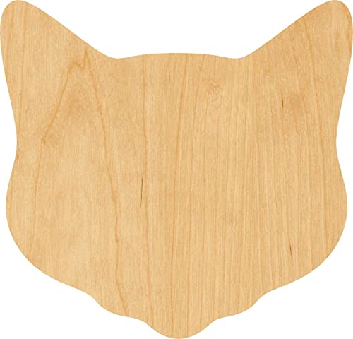 3 Pcs Cat Head Supply 3" Wooden Shape Ornaments Unique Unpainted Smooth Surface Unfinished Laser Cutout Wood Sheets Boards for Crafts 1/8 Inch Thick WoodArtSupply
