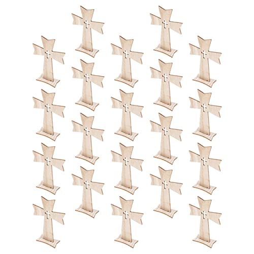 PRETYZOOM 60 pcs Holiday Decorations Wood Jesus Cross Wood Crosses for Crafts Unfinished Cutout Remembrance Ornament Tabletop Cross Holy Cross Table PRETYZOOM