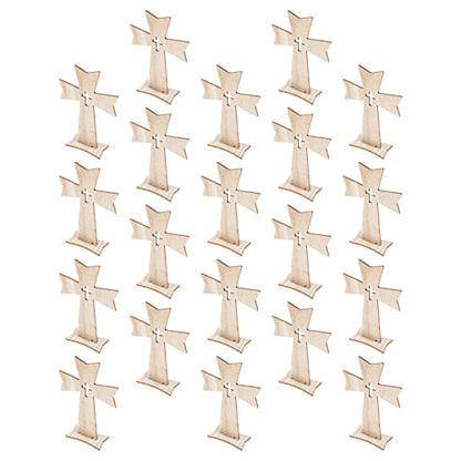 PRETYZOOM 60 pcs Holiday Decorations Wood Jesus Cross Wood Crosses for Crafts Unfinished Cutout Remembrance Ornament Tabletop Cross Holy Cross Table - WoodArtSupply