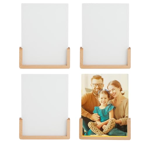 PYD Life 4 Pack Sublimation LED Glass Photo Picture Frames Blanks 6" x 8" White with Warm Color Light LED,Sublimation Blanks Glossy Glass Photo - WoodArtSupply