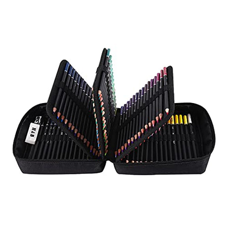 122 Colored Pencils Kit,Oil Based Soft Core, Professional Color Drawing Set with Case Sharpener,Sketching Layering Blending,Art Set & Supplies for H & B