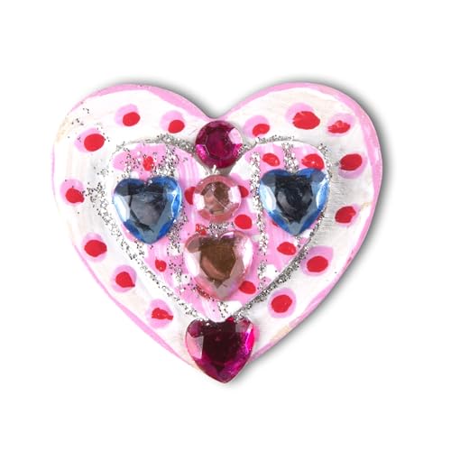 Melissa & Doug Created by Me! Wooden Heart Magnets Craft Kit (4 Designs, 4 Paints, Stickers, Glitter Glue) 8.75 x 5 - WoodArtSupply