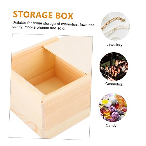 Abaodam 8 Pcs Wooden Storage Box Jewelry Container Square Containers with Lids Unfinished Ear Ring Holder Storage Bins with Lid Jewelry Storage Cases Abaodam