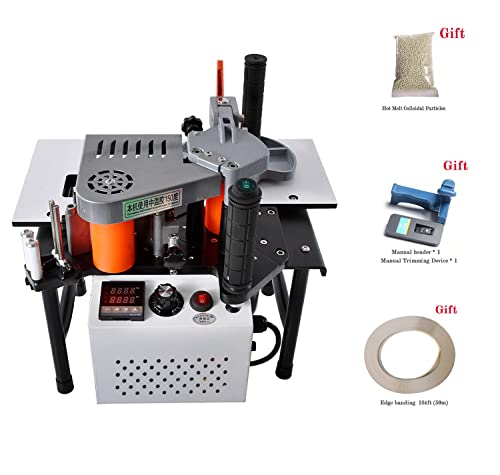 PreAsion 110V Woodworking Edge Banding Gluing Machine Woodworking Edge Banding Machine Edge Bander Double-Sided Glue Speed Adjustable Thickness PreAsion