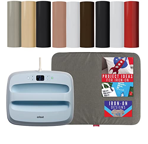 Cricut Easy Press 3 12x10 with Heat Mat and Iron-On Vinyl Sampler Rolls Bundle- Blue Heat Press Machine for DIY Transfer Ironing and Sublimation,