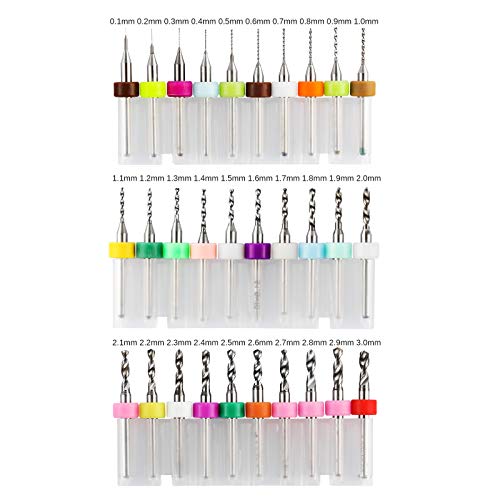 Genmitsu 30pcs PCB Drill Bits Set, 0.1mm-3.0mm, 1/8" Shank Spiral Flute CNC Router Bits for Print Circuit Board Jewelry CNC Engraving, PD30A - WoodArtSupply