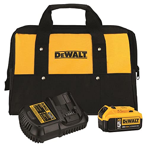 DEWALT 20V MAX Battery and Charger Kit with Bag, 5.0Ah (DCB205CK) DEWALT