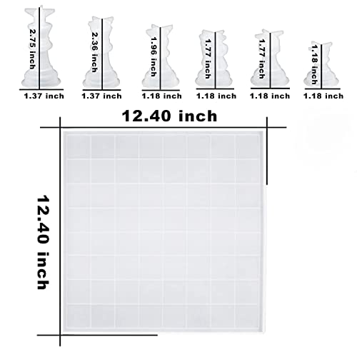 RESINWORLD 12 inches XL Large Checkers Chess Board Mold + Set of 4", 3", 2", 1.5", 1", 0.5" Clear Silicone Cube Molds, Large Deep Square Epoxy Resin ResinWorld