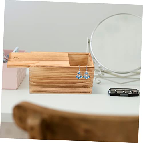 COHEALI 5pcs Box earring storage case sliding cover wooden drawers old fashioned desk top decor Headband decorative wood jewelry rack unfinished COHEALI