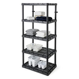 Gracious Living 5 Shelf Knect-A-Shelf Ventilated Extra Heavy Duty Storage Unit Organizer System for Home, Garage, Basement, and Laundry, Black Gracious Living