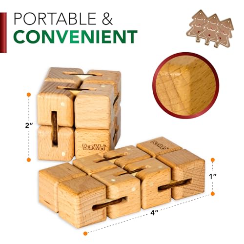 BUNMO Wooden Infinity Cube Fidget Toy | Stocking Stuffers for Adults Men Teens | Fidget Cube for Adults | Eco-Friendly Beechwood | Stimulating Gifts BUNMO