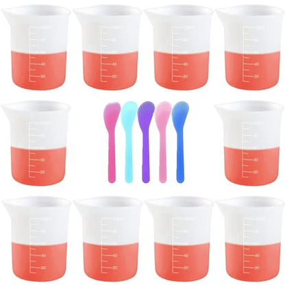 Phinicco 10 Pcs 100ml Silicone Measuring Cups, Epoxy Resin Cups, Nonstick  Silicone Mixing Cups for Resin Molds Resin Casting Molds for