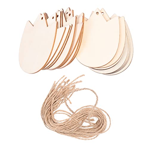 20Pcs Unfinished Wooden Cutouts Tulip Flower Wooden Slices DIY Wooden Embellishment Blank Wood Pieces for DIY Arts Crafts Wedding Decorations VOSAREA