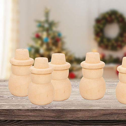 SEWACC 20 Pcs Unfinished Wood Christmas Tree Snowman Blank Wooden Peg Dolls Christmas Decor Christmas Ornaments for Arts and Crafts Projects