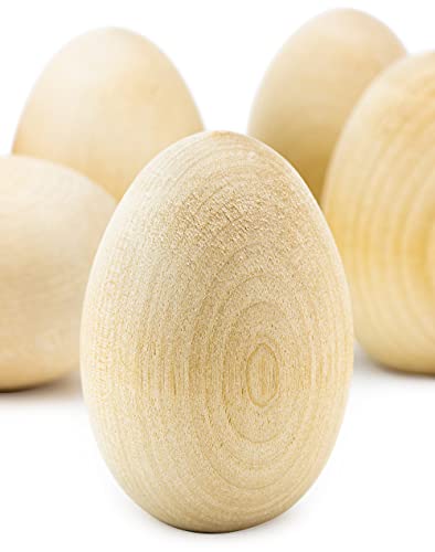 Hygloss Products Wooden Eggs - Unpainted Natural Wood Eggs Great For Easter Crafts - 1-3/4 x 2-1/2 Inches, 12 Pack - WoodArtSupply