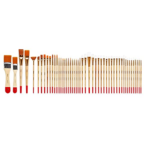 KINGART Mixed Media Brushes, Set of 50, Assorted Sizes, Good for All Projects KINGART