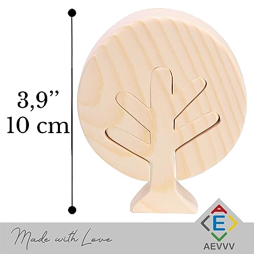 Unpainted Wood Tree Figures - Set of 3 - Handmade Craft Blanks - 3.9-inch Height - Unfinished Wood Craft Supplies - Ideal for DIY Projects, Interior