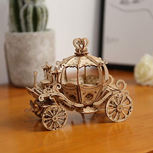 Rolife 3D Wooden Assembly Puzzle Wood Craft Kit-DIY Model Toy-Home Decoration-Best Educational Christmas Birthday Day Gift for Boys Girls Friends Son Adults (Pumpkin Carriage)
