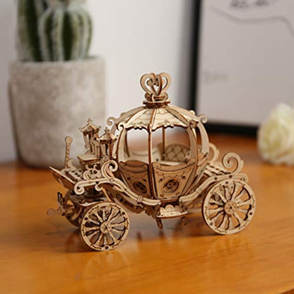 Rolife Pumpkin Carriage 3D Wooden Assembly Puzzle Craft Kit for Home Decoration and Educational Fun - WoodArtSupply