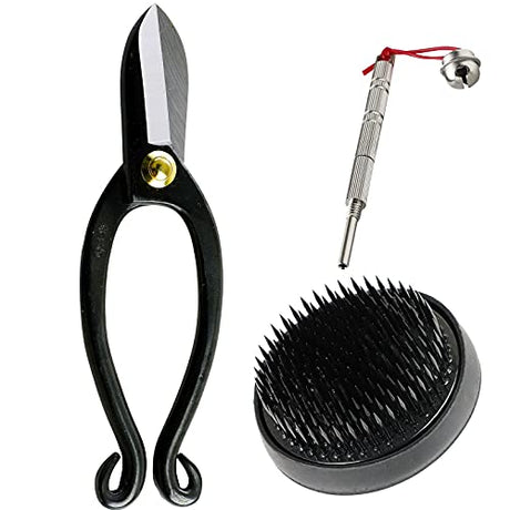 Wazakura Made in Japan Ikebana for Beginners Tool Kit, Ikenobo Scissors, Black Kenzan Holder, Cleaner, Flower Arrangement Set, Florist Shears & Pin Wazakura